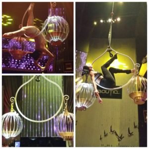 Aerial Act performing in a hoop live in action